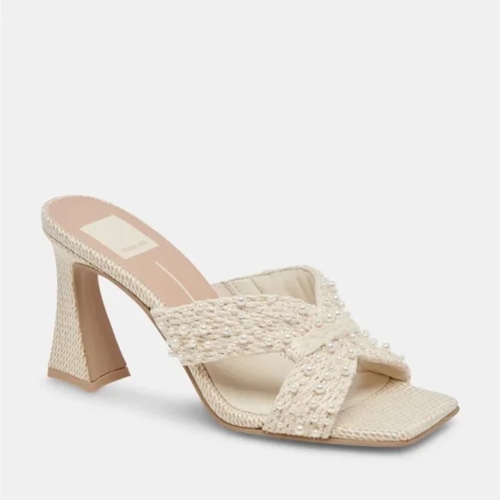 Dolce Vita Cream Textured Heeled Sandals
